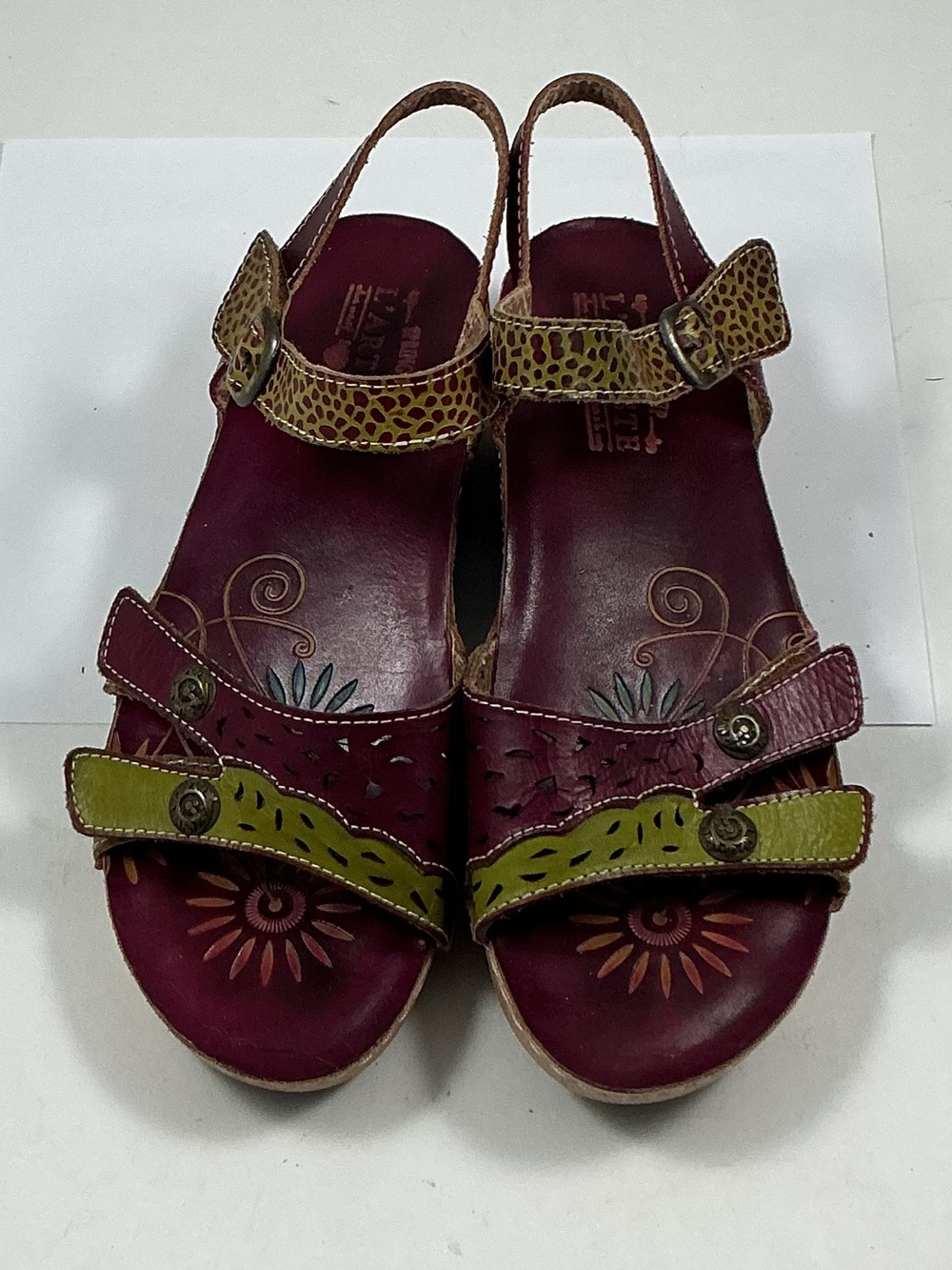 L’Artiste Spring Step Freja Burgundy Green Sandals Size 41 - 10